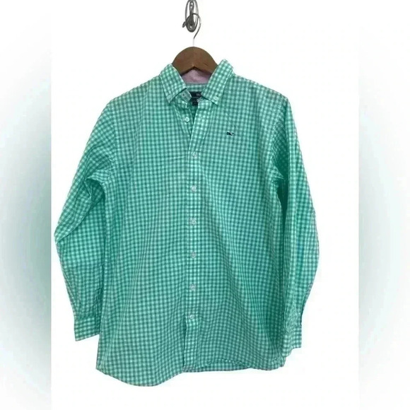 Vineyard Vines Boy’s Green & White Checkered Button Down Whale Shirt Size XL(20) - Picture 7 of 7